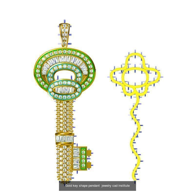 Unique key shape pendant cad diamond jewellery design 3D Model Collection_23