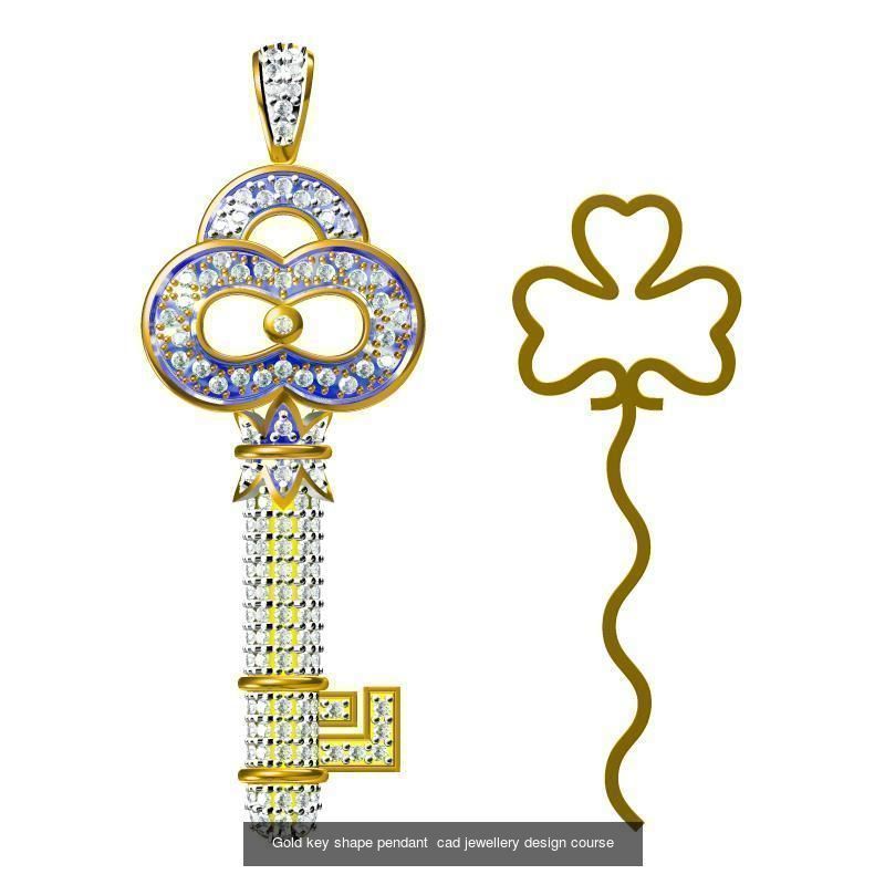 Unique key shape pendant cad diamond jewellery design 3D Model Collection_26
