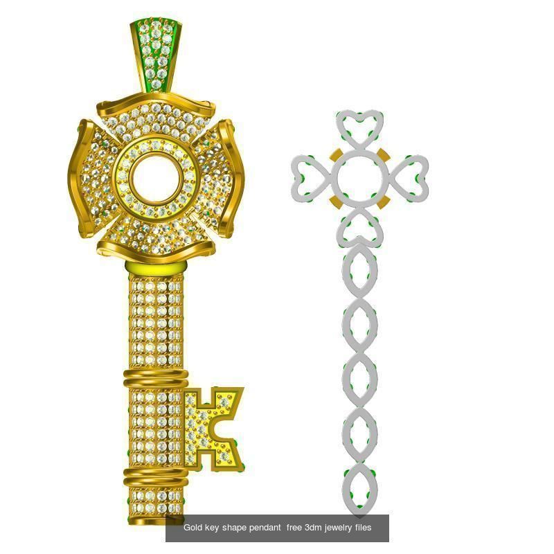 Unique key shape pendant cad diamond jewellery design 3D Model Collection_25