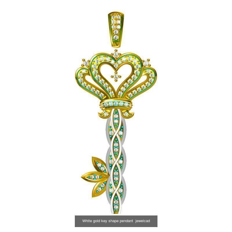 Unique key shape pendant cad diamond jewellery design 3D Model Collection_6