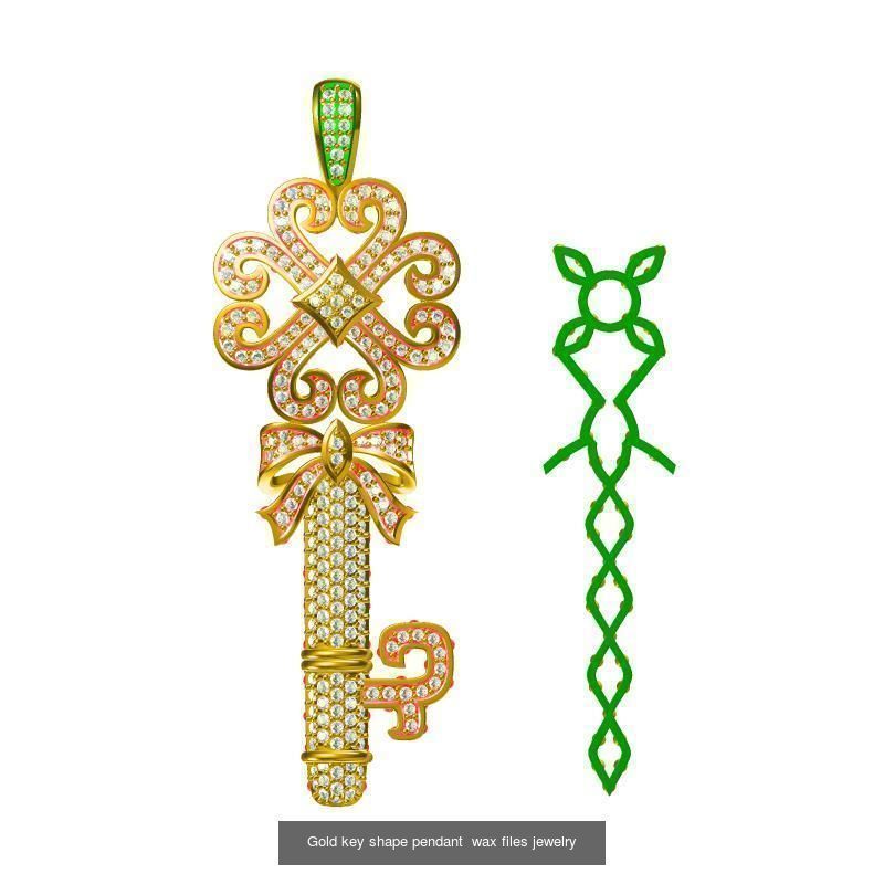 Unique key shape pendant cad diamond jewellery design 3D Model Collection_18