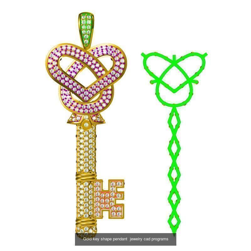 Unique key shape pendant cad diamond jewellery design 3D Model Collection_22