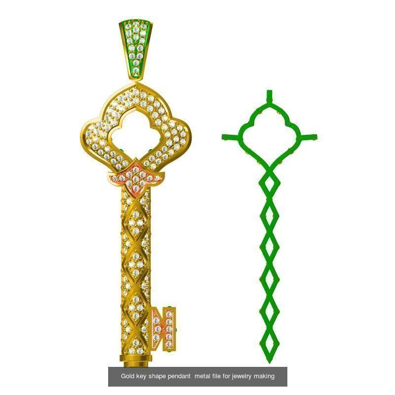 Unique key shape pendant cad diamond jewellery design 3D Model Collection_20