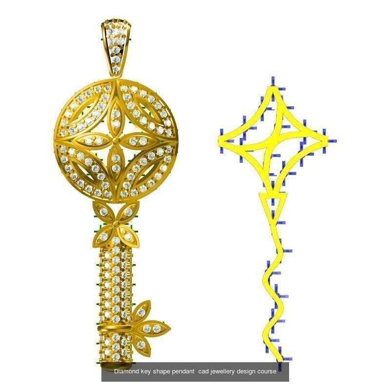 Unique key shape pendant cad diamond jewellery design 3D Model Collection_32