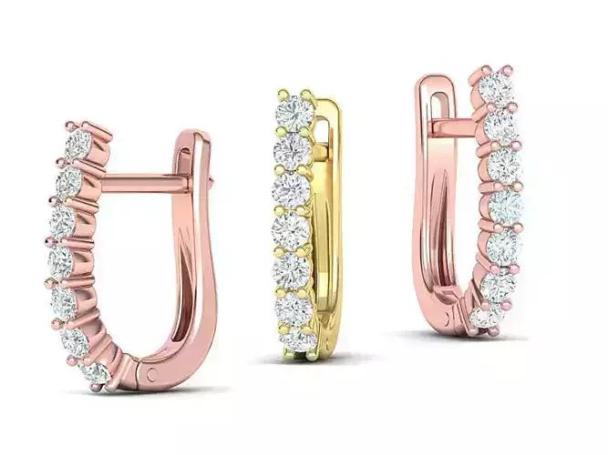 Diamond earrings 2mm stones 3dmodel 3D print model