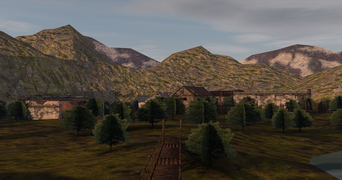 Low Poly AR VR Game ready destroyed village 3d model Low-poly 3D model_6