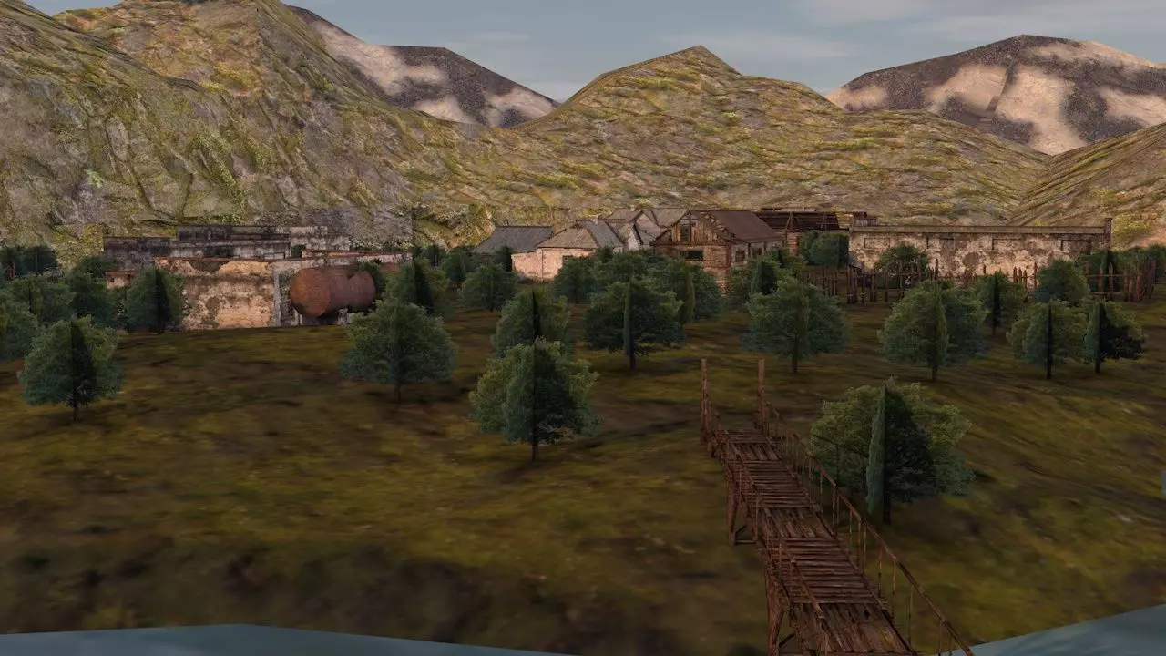 Low Poly AR VR Game ready destroyed village 3d model Low-poly 3D model_0