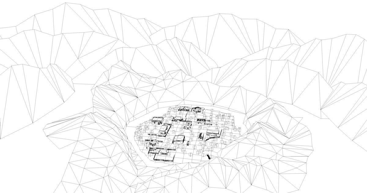 Low Poly AR VR Game ready destroyed village 3d model Low-poly 3D model_1