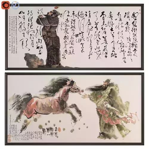 painting pair of chinese calligraphy paintings