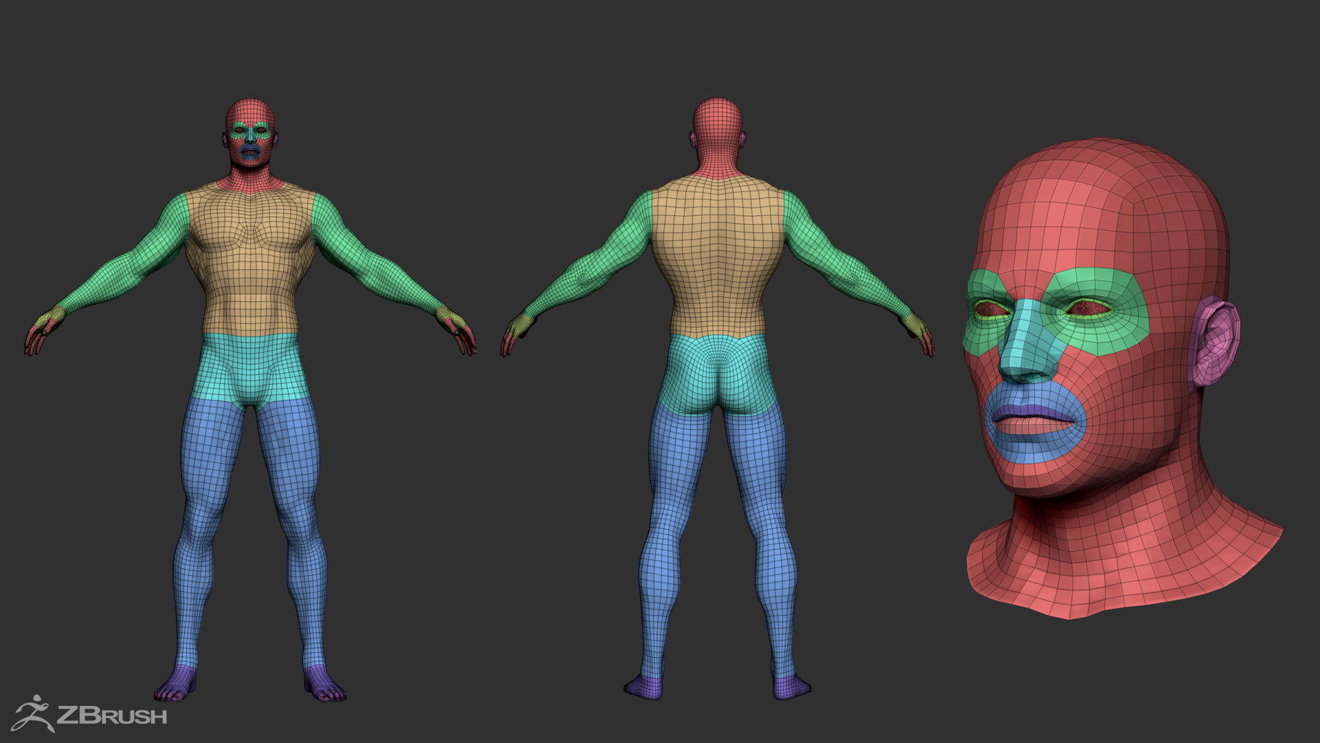 Superhero Base Mesh Low-poly 3D model_6
