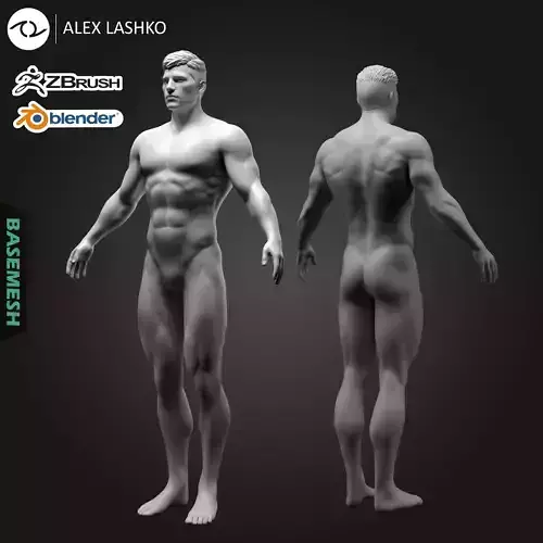 Superhero Base Mesh Low-poly 3D model