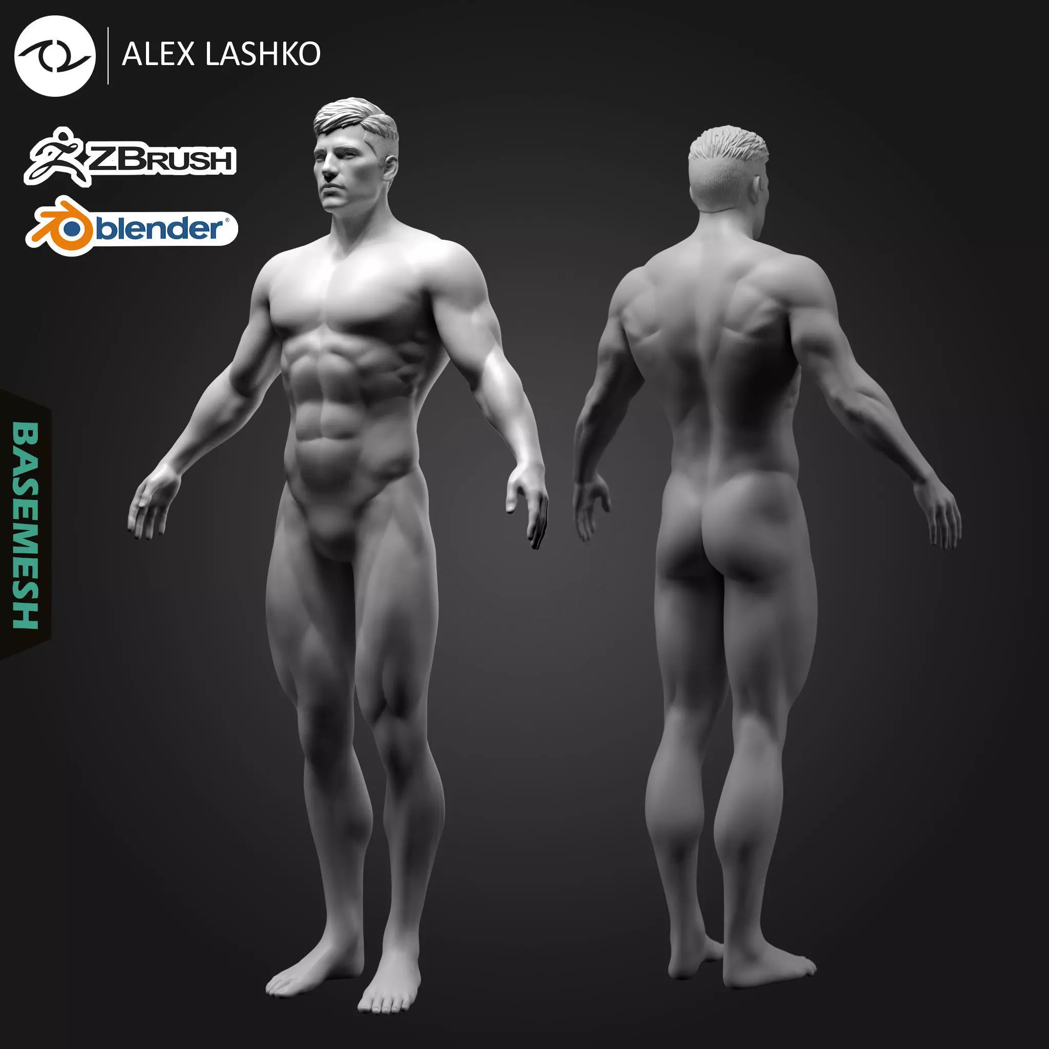 Superhero Base Mesh Low-poly 3D model_0