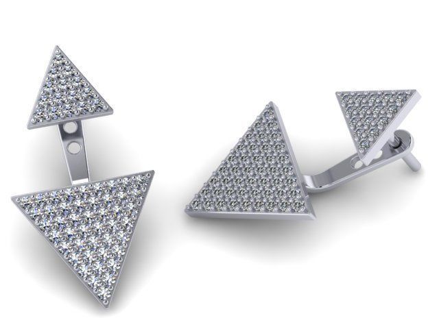 Earrings triangular 3D print model_3