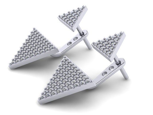 Earrings triangular 3D print model_2