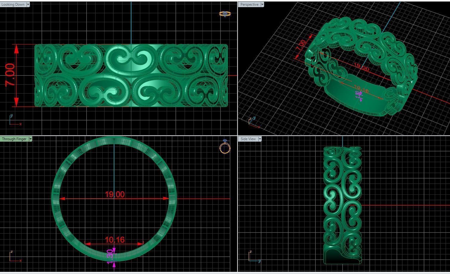 Cut out patterned ring 3D print model_4