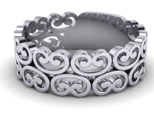 Cut out patterned ring 3D print model_3