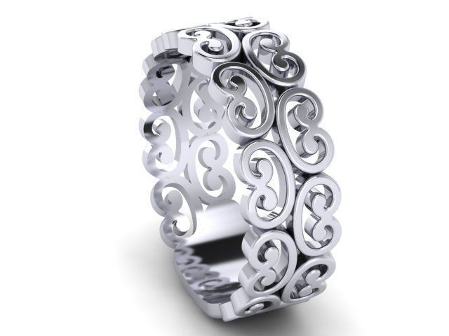 Cut out patterned ring 3D print model_2
