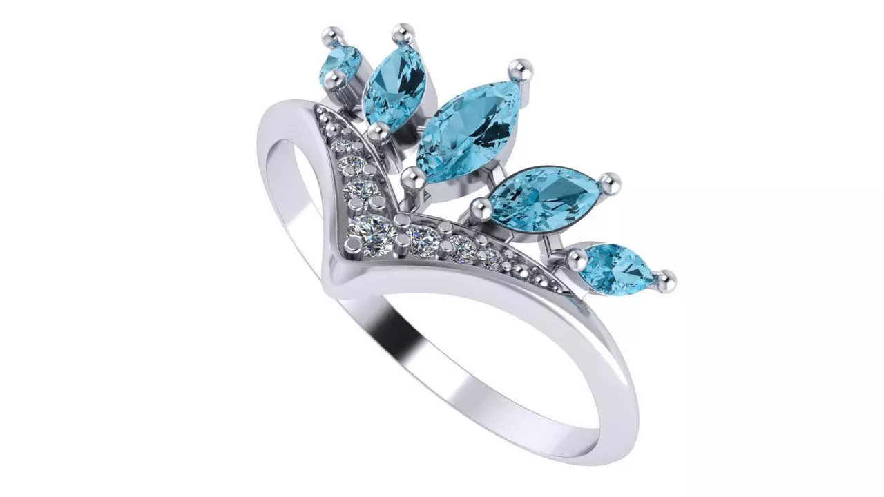 Ring diamonds Crown 3D print model