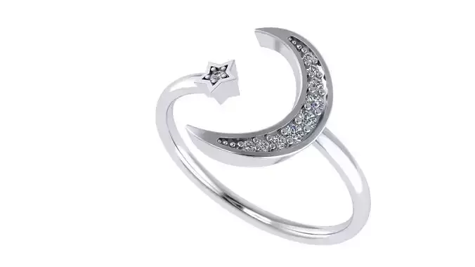Diamond ring with a crescent 
