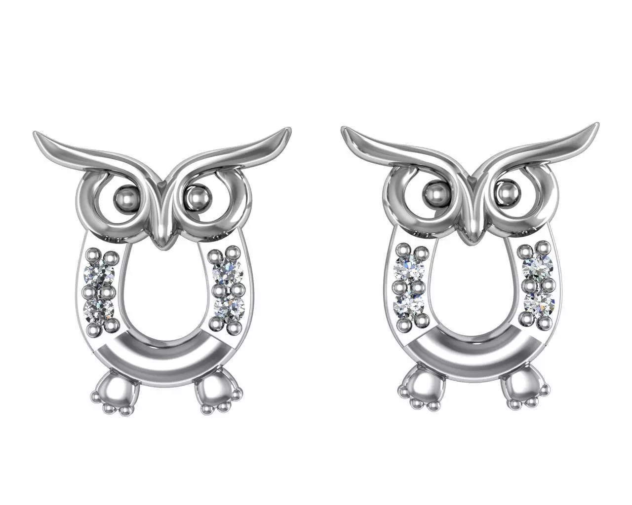 Earrings ctuds owl 3D print model