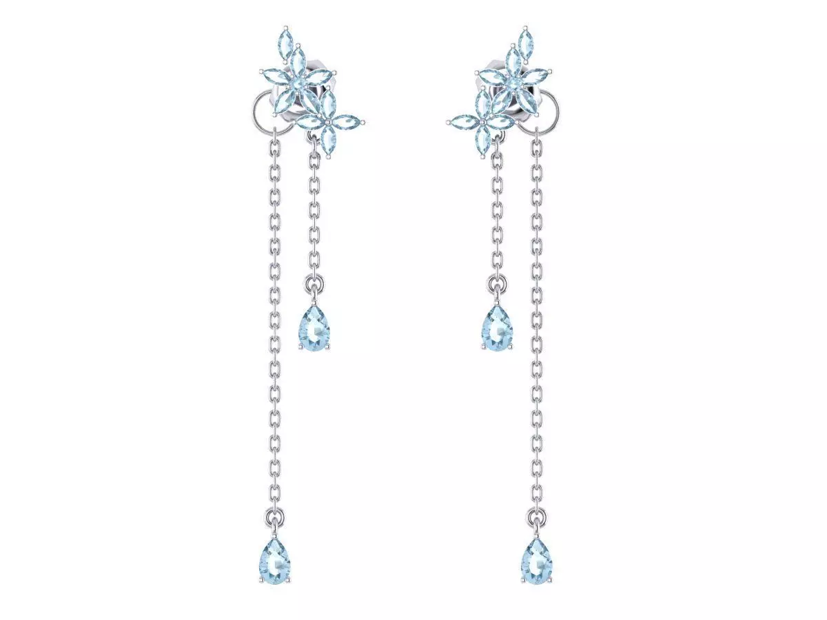 Earrings studs with hanging elements 3D print model