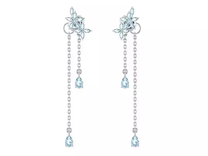 Earrings studs with hanging elements  3D print model