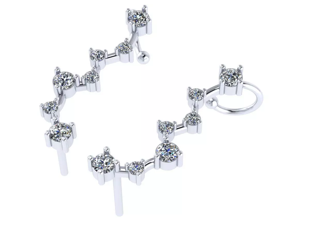 Diamond kaffa earrings 3D print model