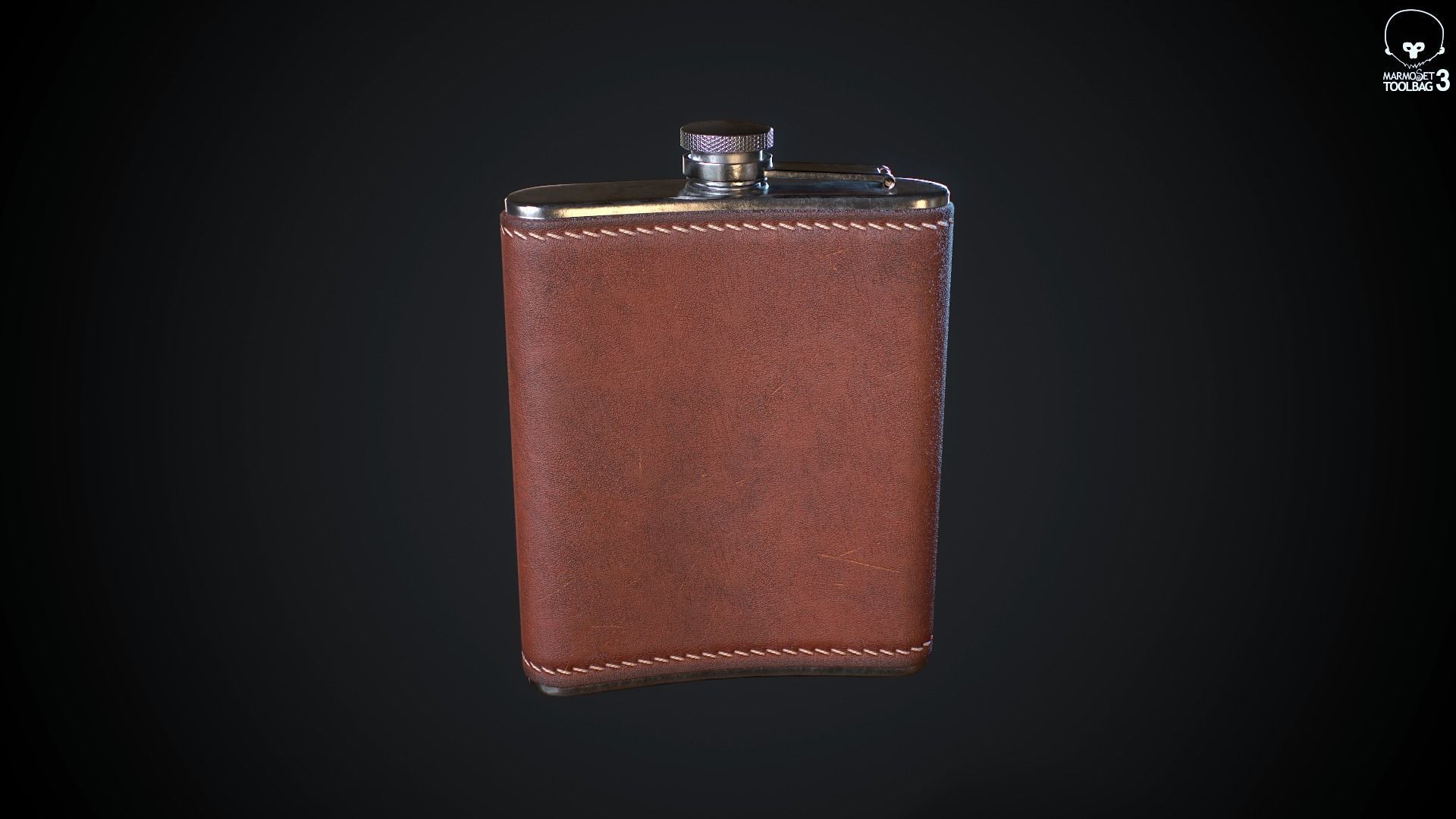 PBR Hip Flask Low-poly 3D model_5