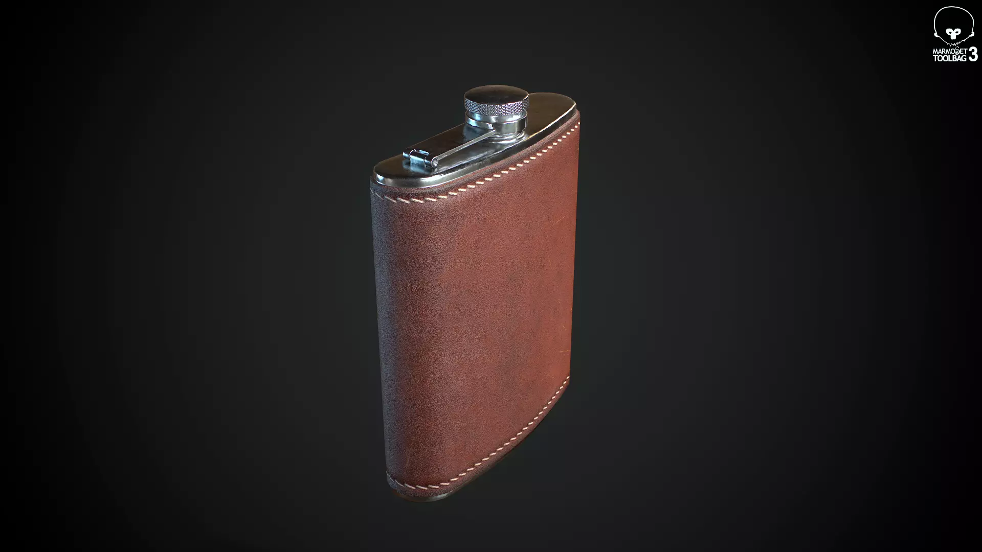 PBR Hip Flask Low-poly 3D model_0