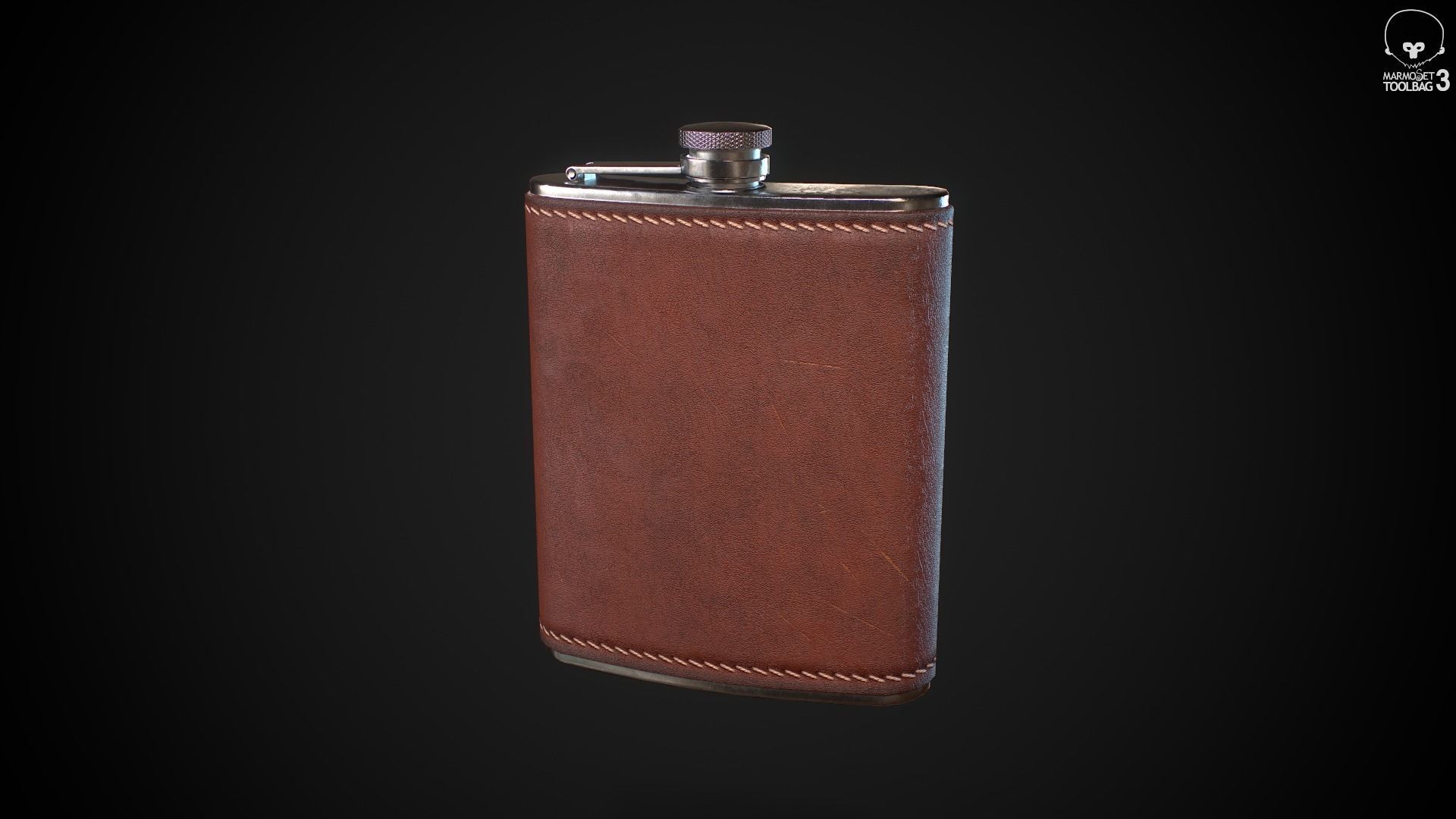 PBR Hip Flask Low-poly 3D model_4