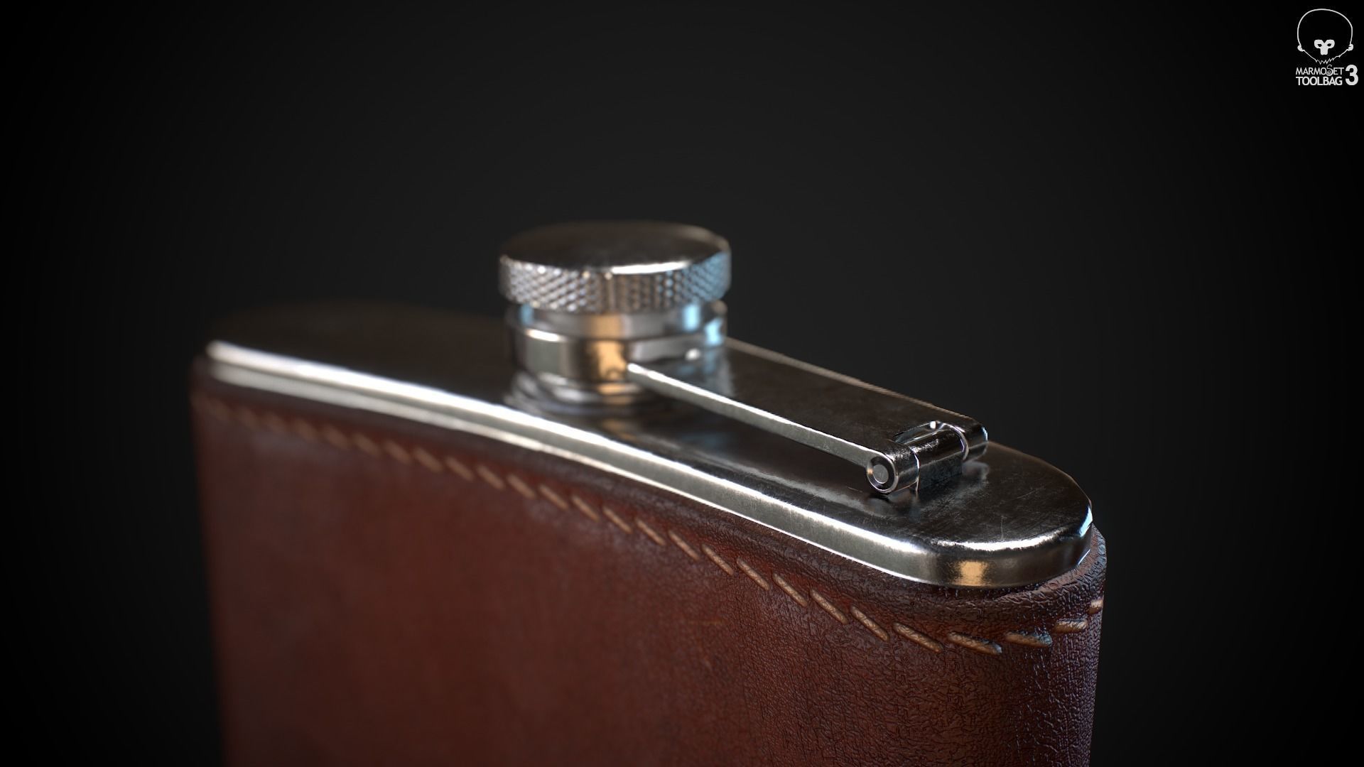 PBR Hip Flask Low-poly 3D model_2