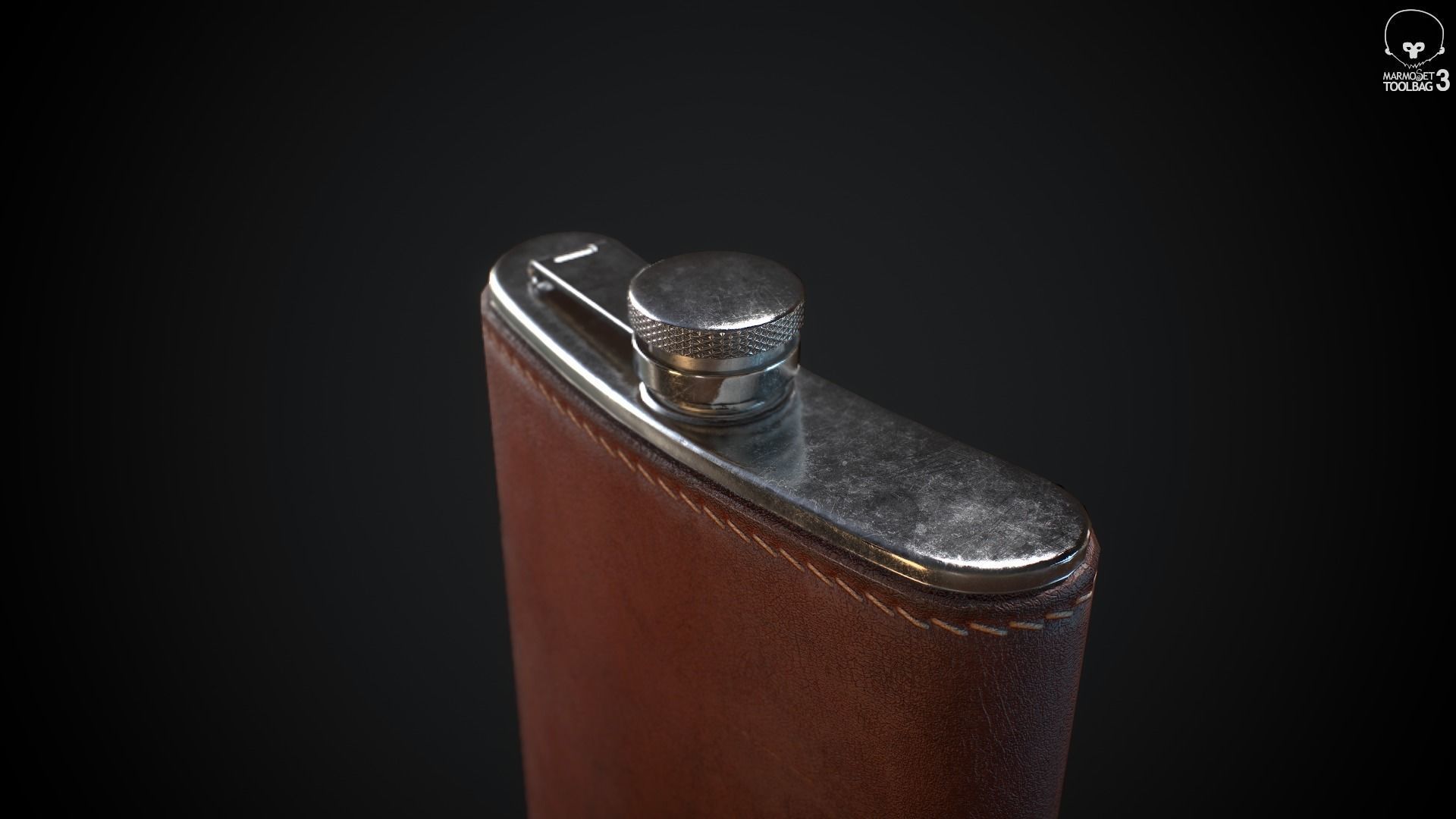 PBR Hip Flask Low-poly 3D model_6