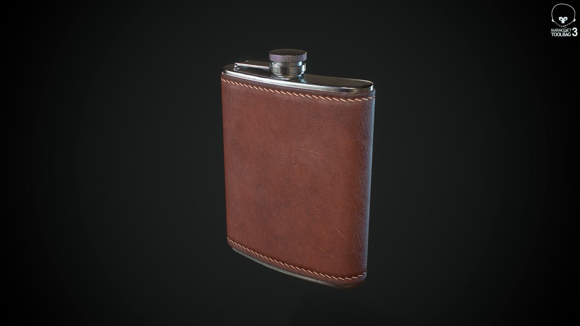 PBR Hip Flask Low-poly 3D model_3