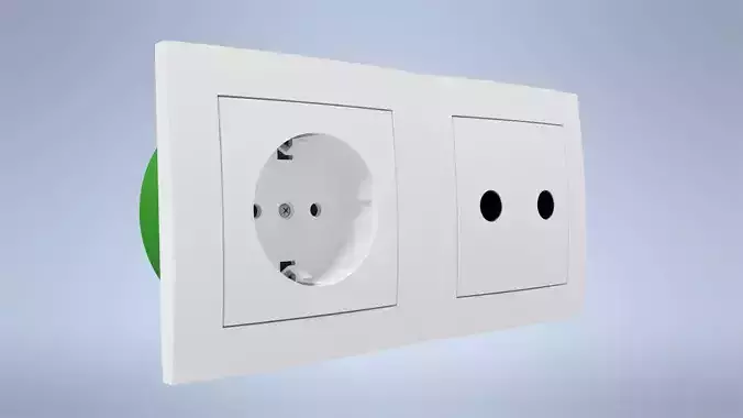 Socket with antenna and TV socket EKONOMIK WHITE
