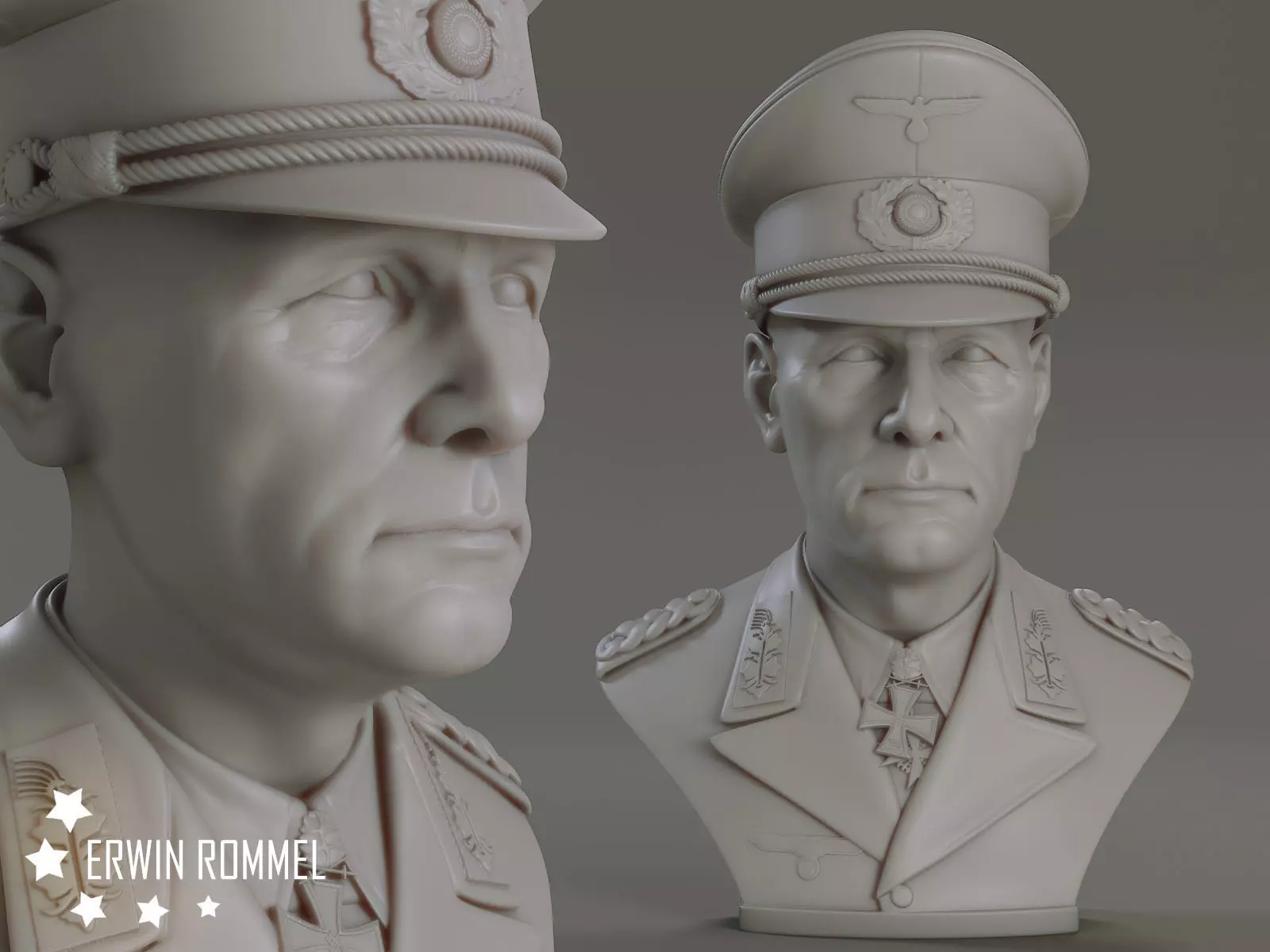 Erwin Rommel Bust 3D print model