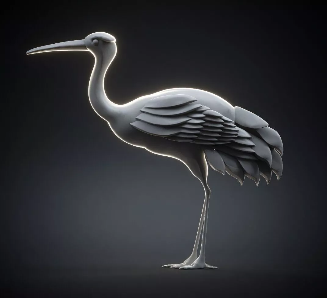 stork sculpture of bird 3D model
