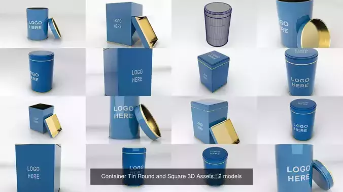 Container Tin Round and Square 3D Assets