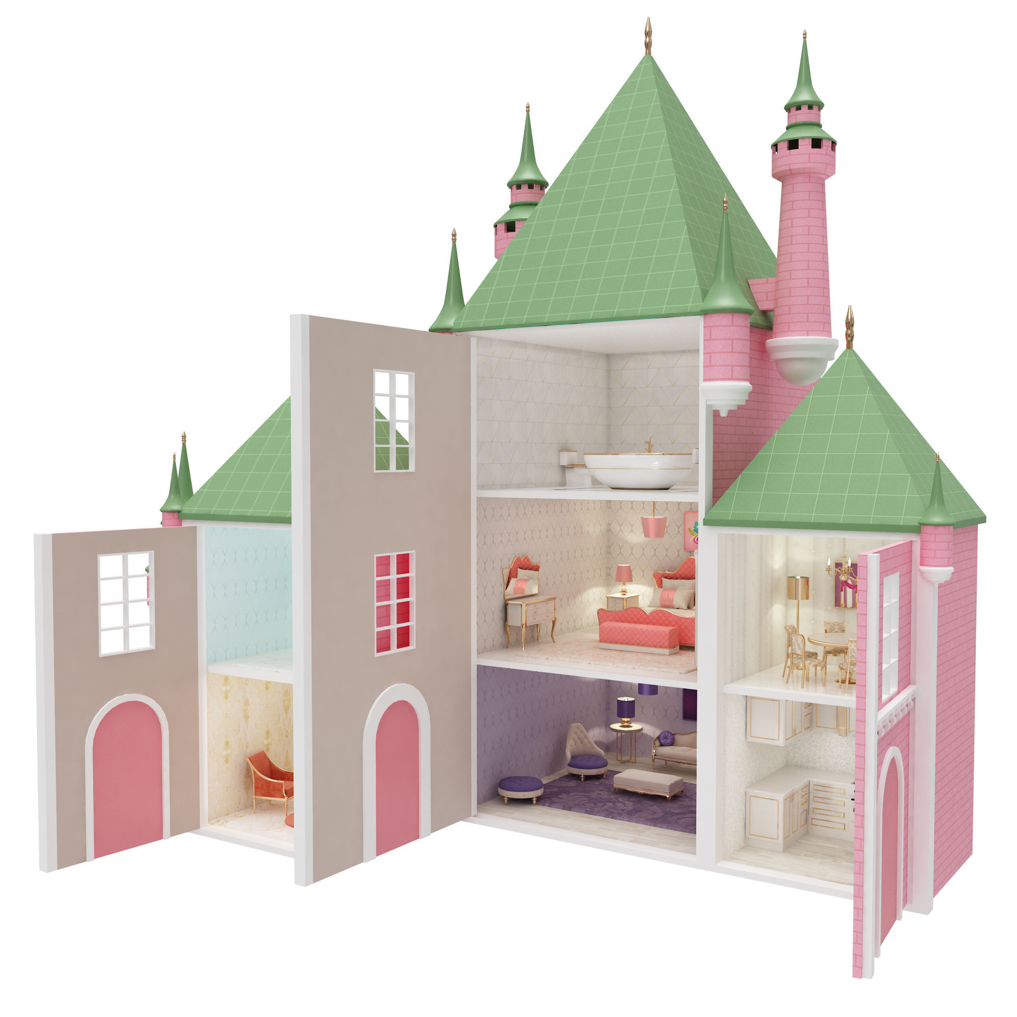 Castle Dollhouse 3D model_2