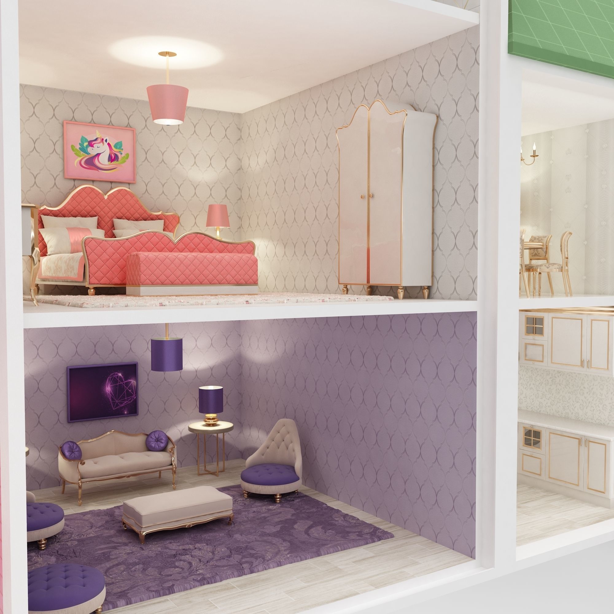 Castle Dollhouse 3D model_16