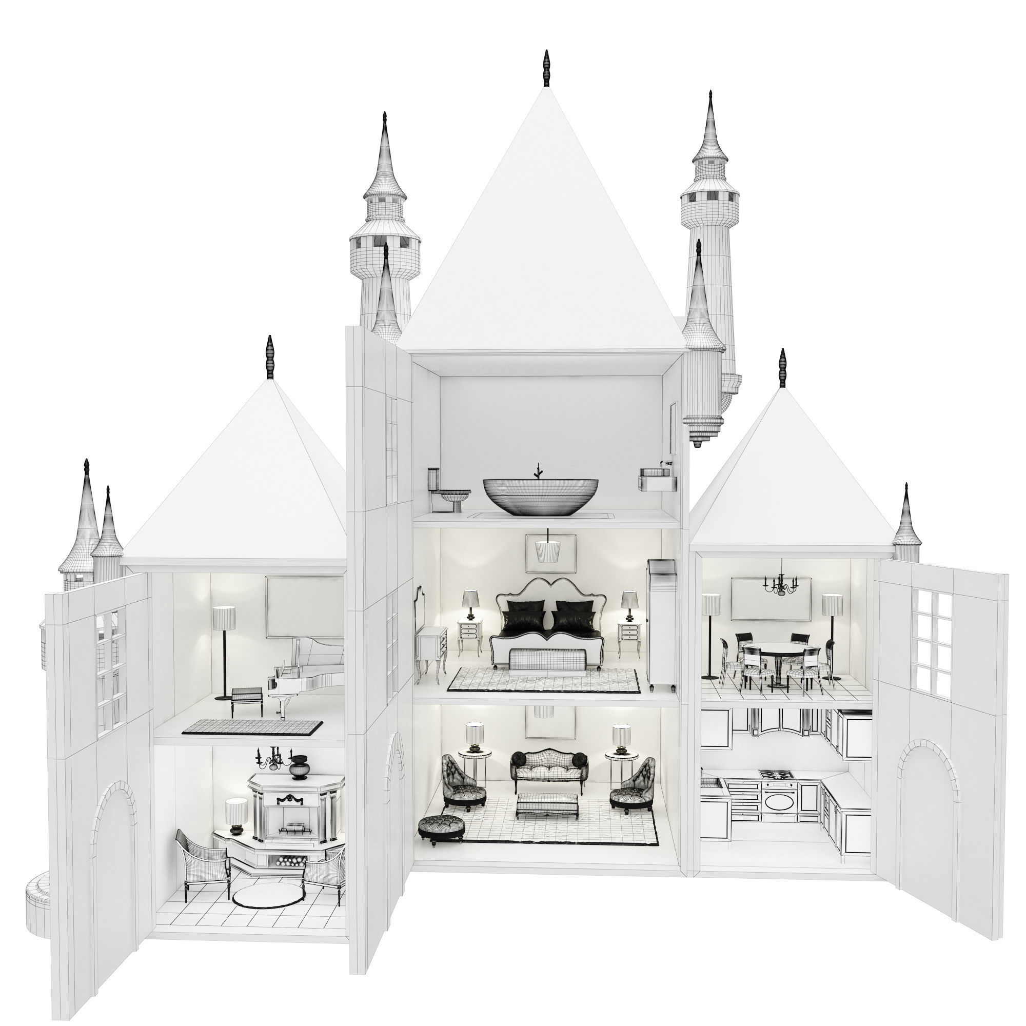 Castle Dollhouse 3D model_22