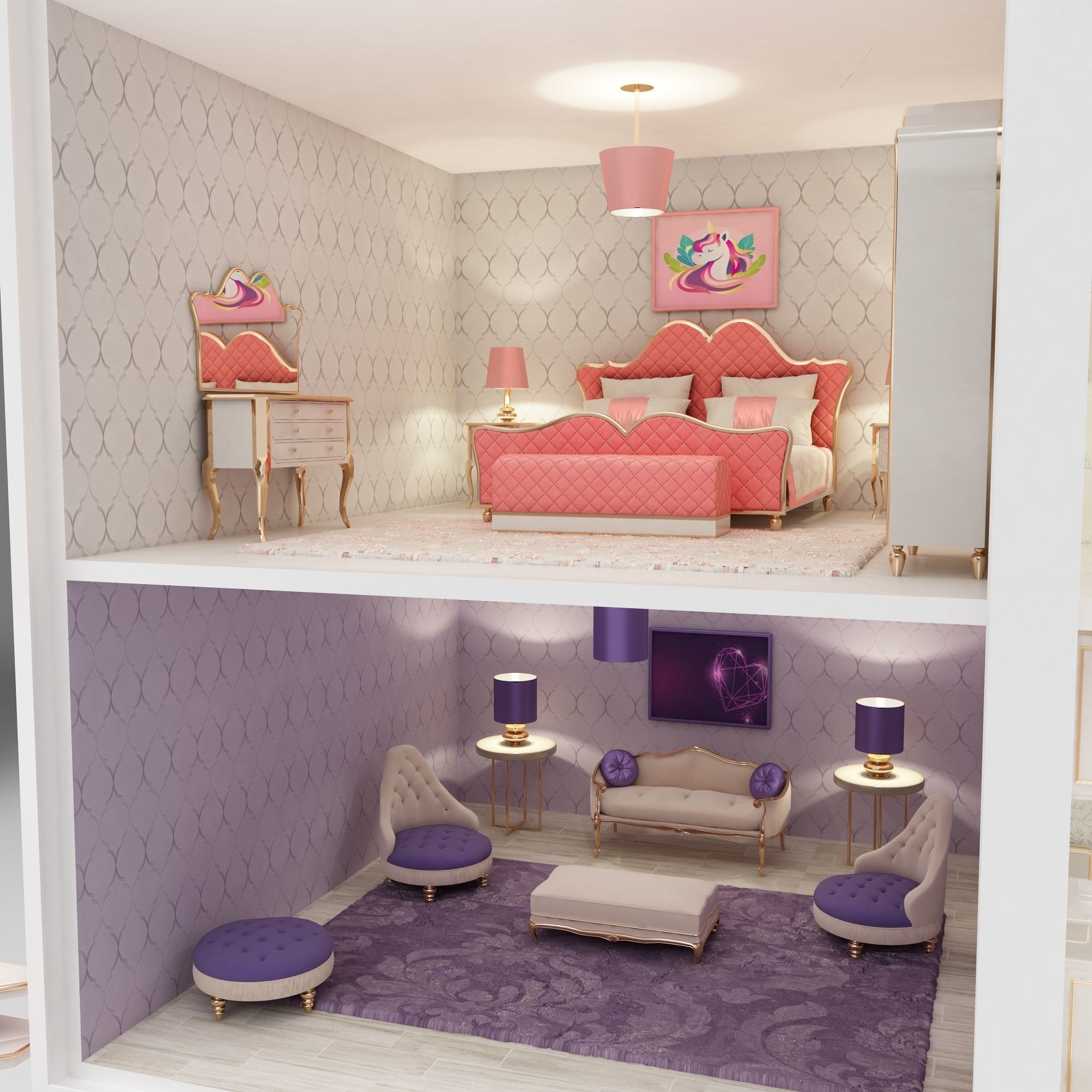 Castle Dollhouse 3D model_17