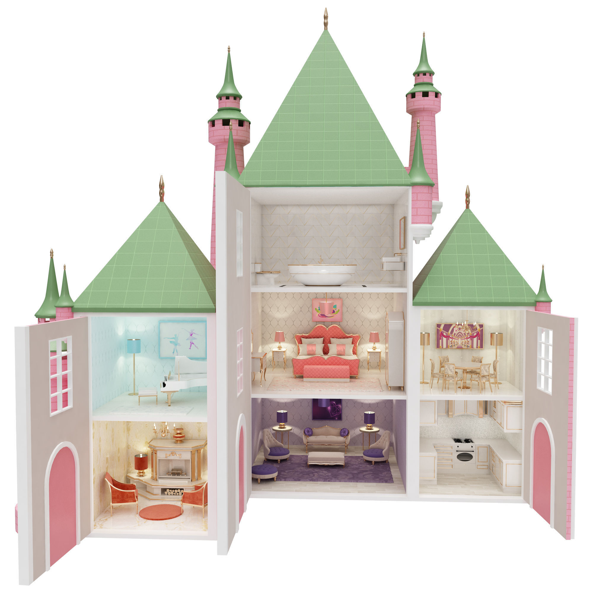 Castle Dollhouse 3D model_1