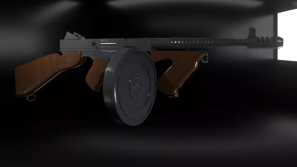 Thompson submachine gun for the game Low-poly 3D model_0