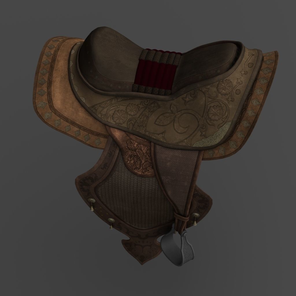 Saddle horse 3D model_4