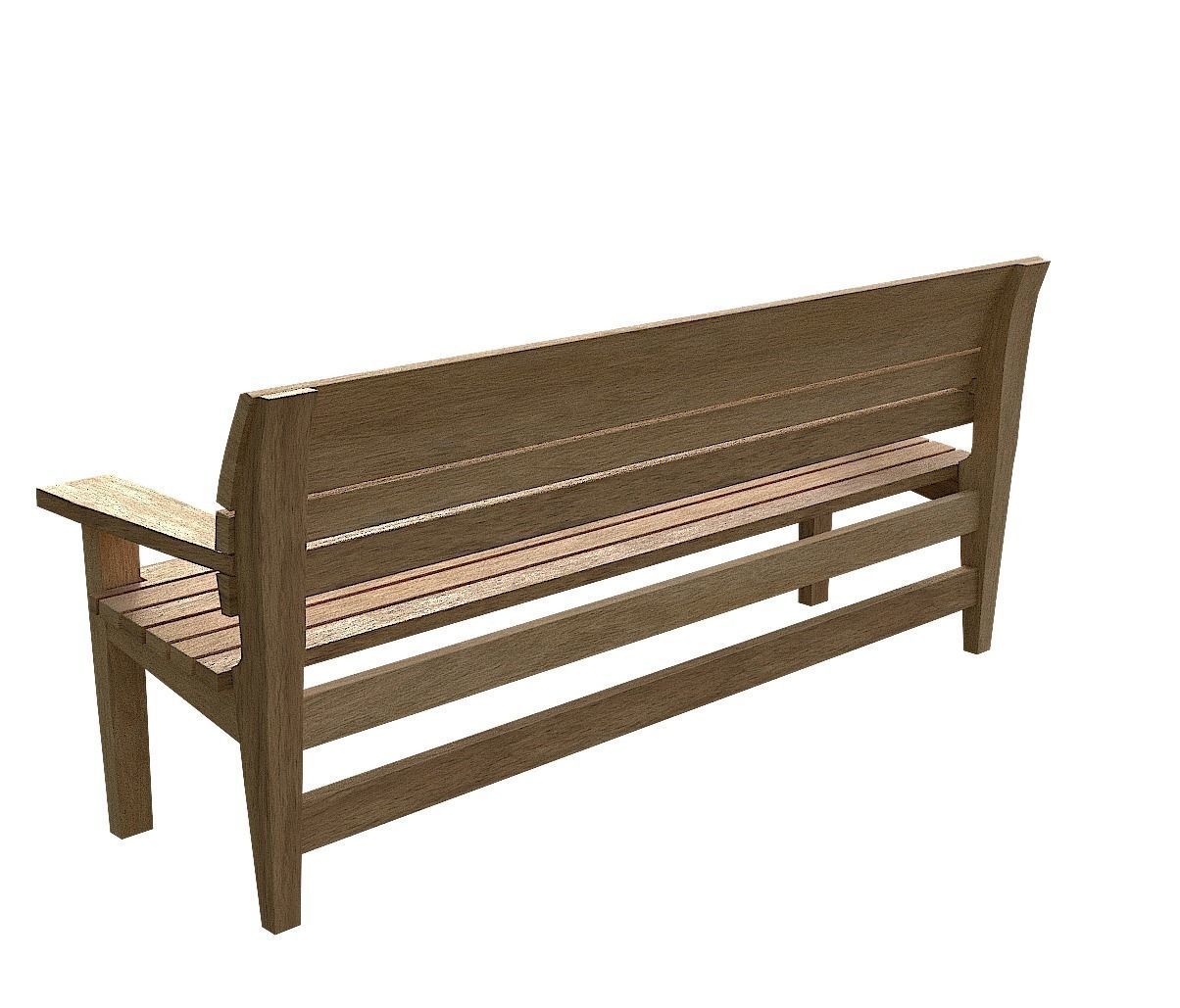 Bench04 teak garden bench Low-poly 3D model_7