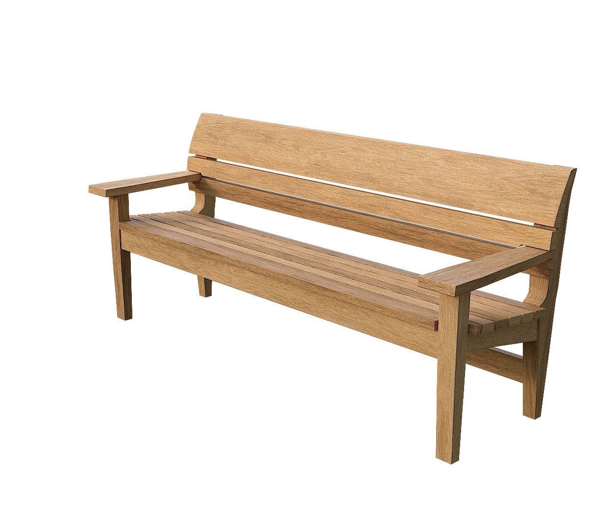 Bench04 teak garden bench Low-poly 3D model_5