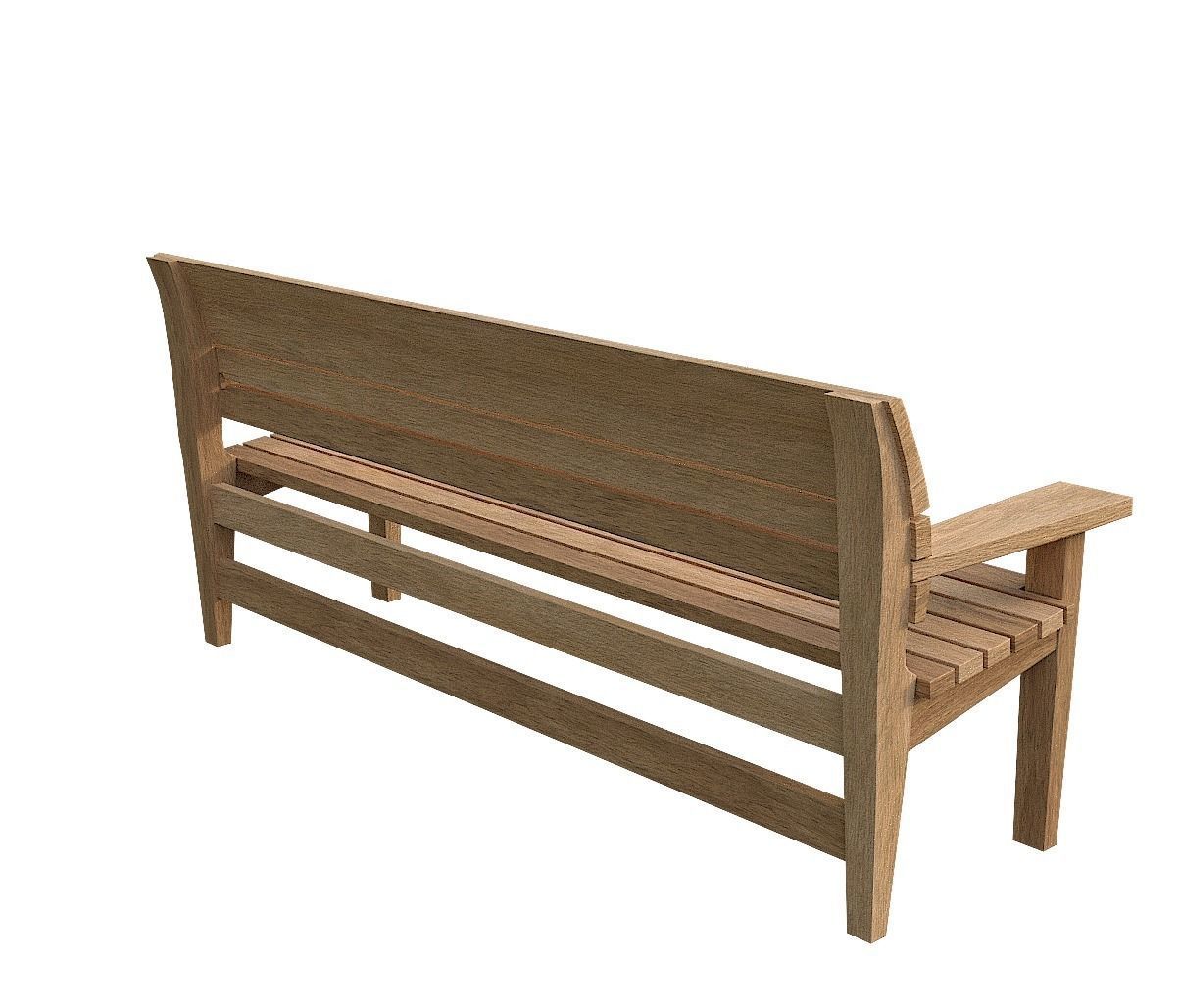 Bench04 teak garden bench Low-poly 3D model_9