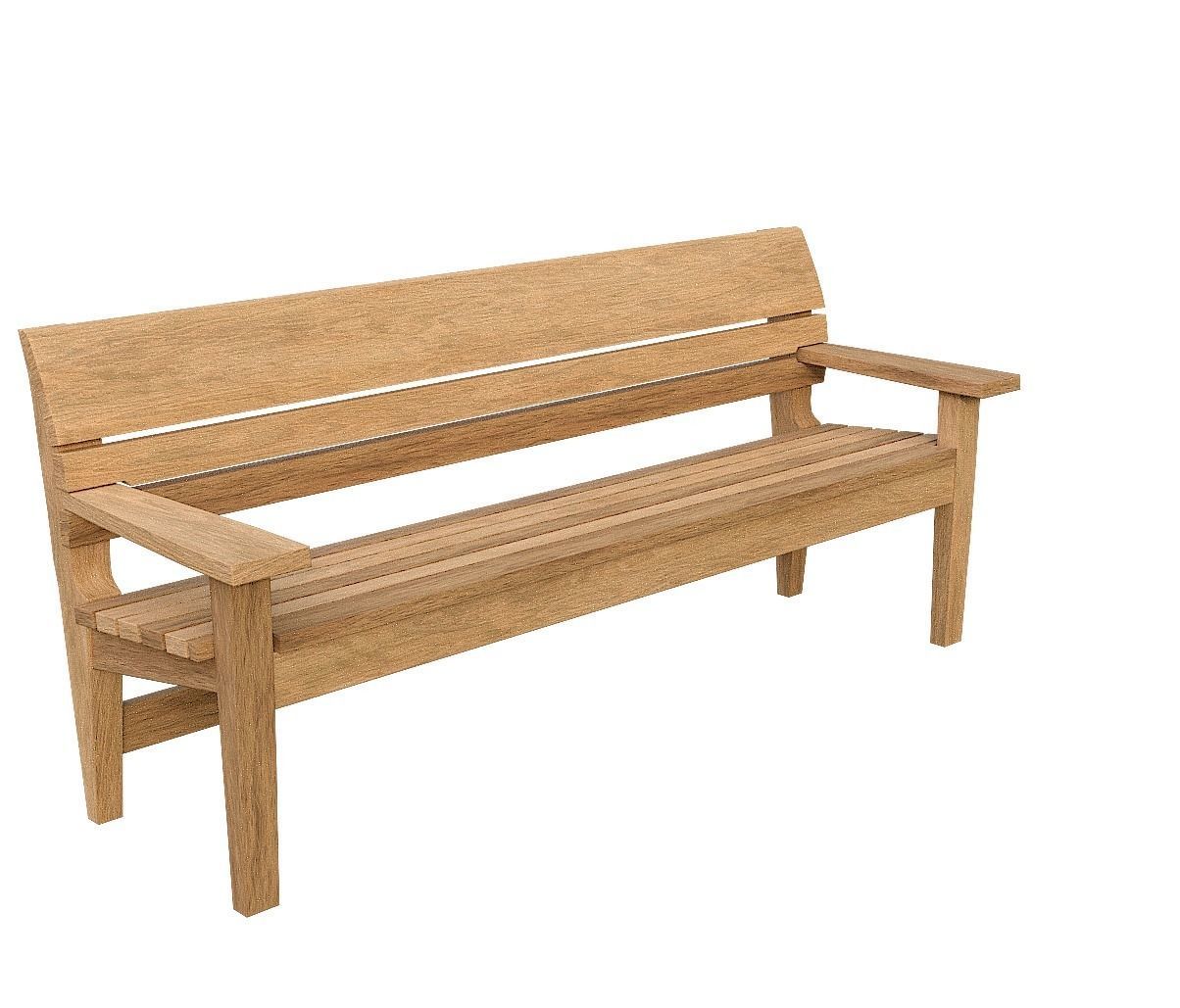 Bench04 teak garden bench Low-poly 3D model_11