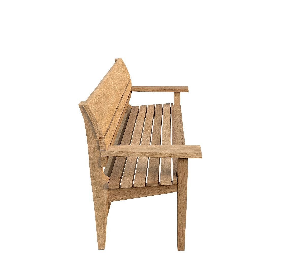 Bench04 teak garden bench Low-poly 3D model_10
