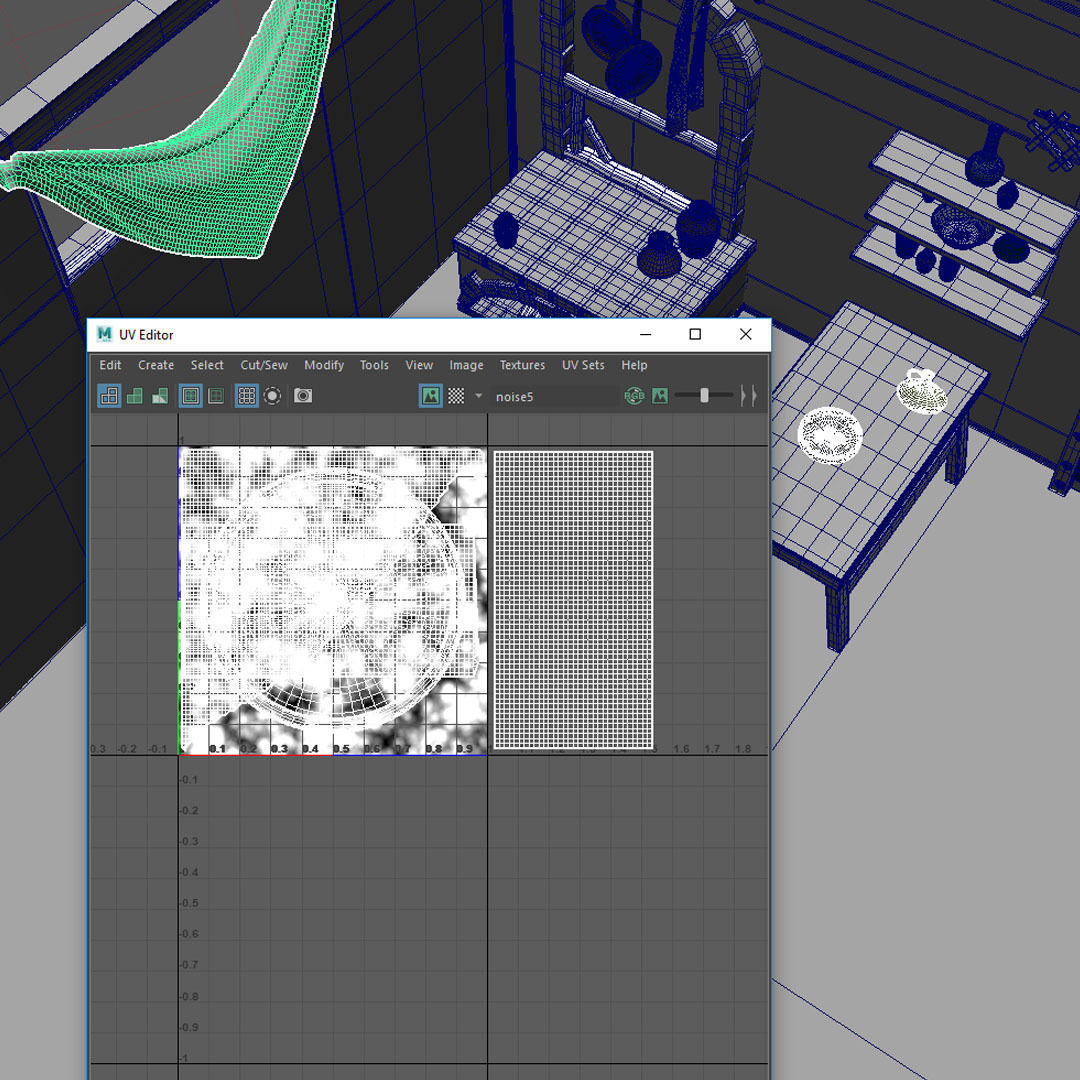 Shelfs medieval kitchen with pots and pans 3D model_7